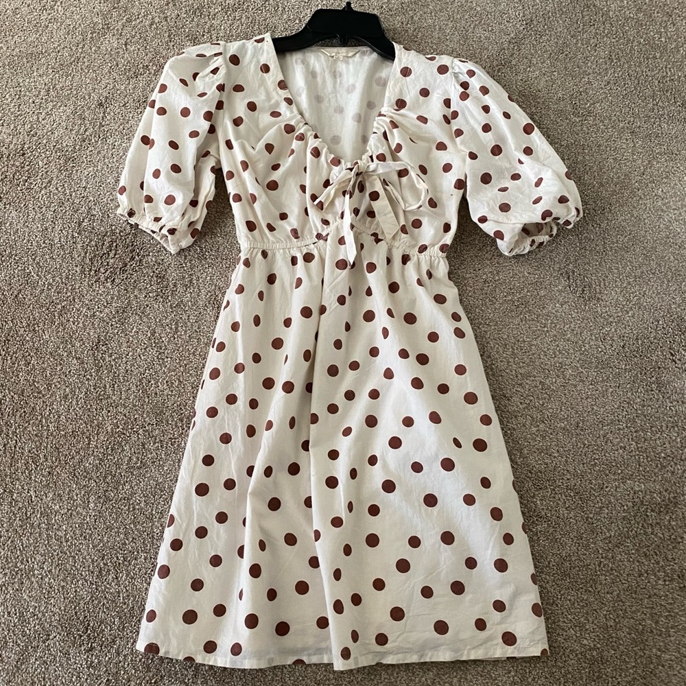 Elegant Cream Polka Dot Mini Dress